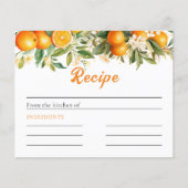 Summer Floral Orange Bridal Shower Recipie Card (Vorderseite)