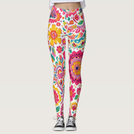 Summer Floral Paisley Pattern Leggings