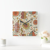 Summer floral pattern made of leaves quadratische wanduhr (Zuhause)
