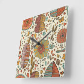 Summer floral pattern made of leaves quadratische wanduhr (Winkel)
