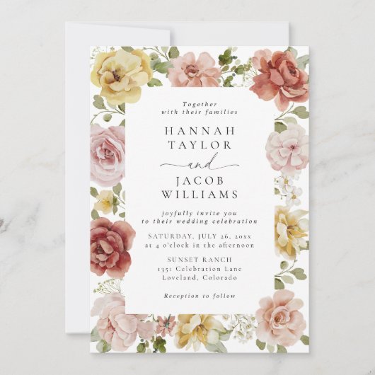 Summer Floral QR Code Wedding Einladung (Vorderseite)