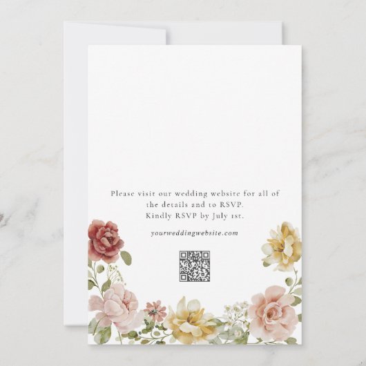 Summer Floral QR Code Wedding Einladung (Rückseite)