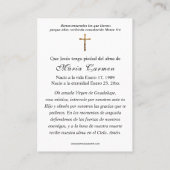 Summer Floral Spanish Beerdigung Gebet Platzkarte (Rückseite)