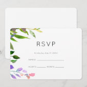 Summer Floral Watercolor Wedding RSVP Einladung (Vorne/Hinten)