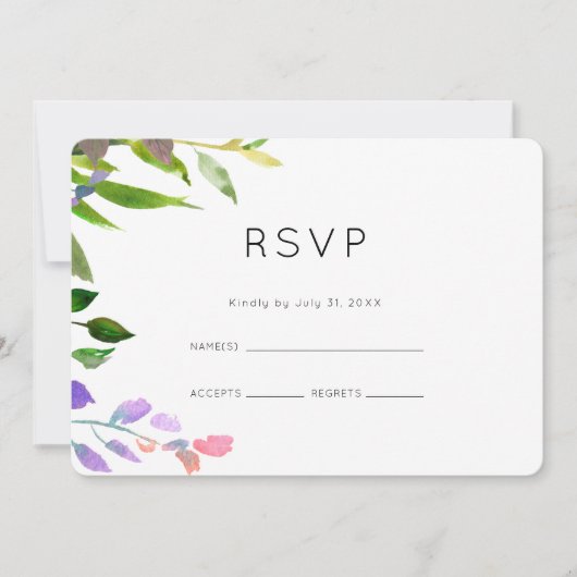 Summer Floral Watercolor Wedding RSVP Einladung (Vorderseite)
