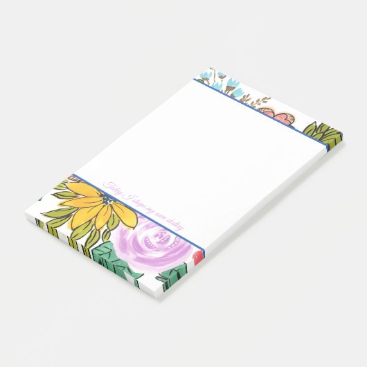 Summer Florals Personalisierte Noten Post-it Klebezettel (angewinkelt)