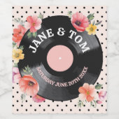Summer Florals Recrords Wedding Bottle Music Weinetikett (Einzelnes Label)