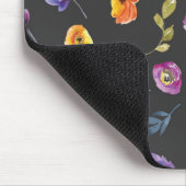 Summer Florals Wasserfarbe auf schwarzem Hintergru Mousepad (Ecke)