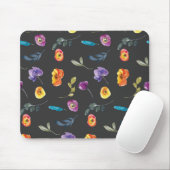 Summer Florals Wasserfarbe auf schwarzem Hintergru Mousepad (Mit Mouse)