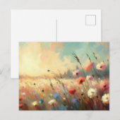 Summer  Flower Field Nature Scene Impressionist Ar Postkarte (Vorne/Hinten)
