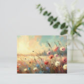 Summer  Flower Field Nature Scene Impressionist Ar Postkarte (Stehend Vorderseite)
