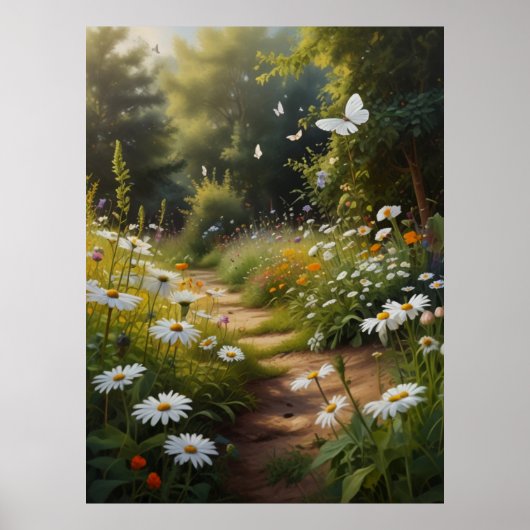 Summer Flower Garden White Blume Poster (Vorne)