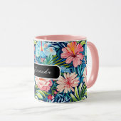 Summer Flowers Tropical Pretty Floral Pattern Tasse (VorderseiteRechts)