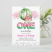 Summer Foil Balloon Letters Melon First Birthday Einladung (Stehend Vorderseite)