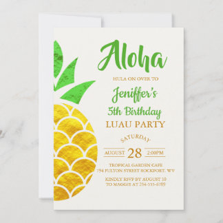 Summer Foil Gold geometrische Ananas | Geburtstag  Einladung