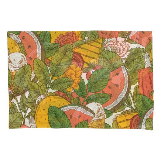 Summer Food Vintag Illustration Muster Kissenbezug (Vorderseite)