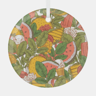 Summer Food Vintag Illustration Muster Ornament Aus Glas