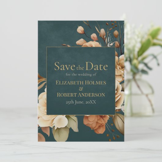 Summer Forest Witch Teal Save the Date (Stehend Vorderseite)