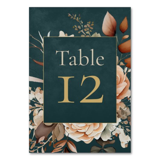 Summer Forest Witch Teal Table Number Tischnummer (Rückseite)