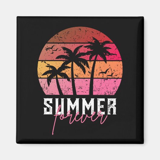 Summer Forever Vintag Retro Sunset Magnet (Vorne)