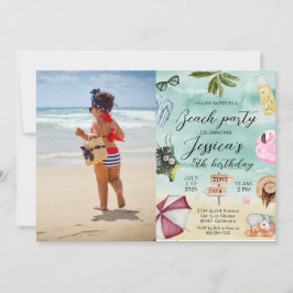 Summer Foto Beach Geburtstagsparty Einladung