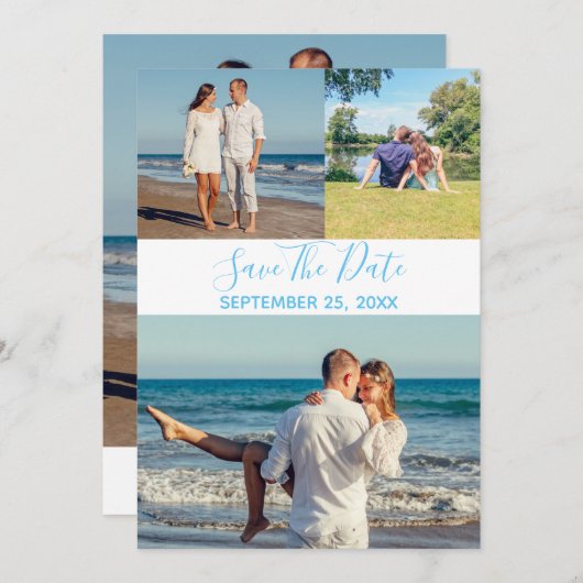 Summer Foto Collage Save the Date Card Einladung (Vorne/Hinten)
