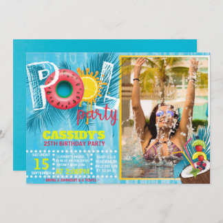 Summer Foto Pool Party Geburtstag Einladung