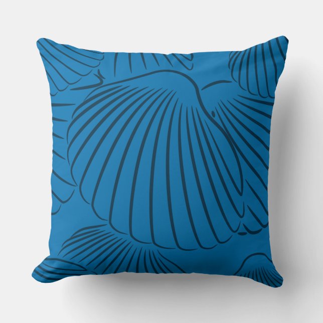 Summer French-Blue Seashell Pattern Throw Kissen (Vorderseite)
