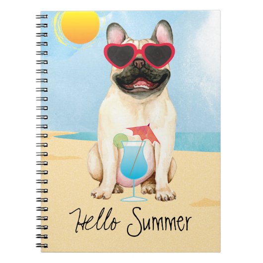 Summer French Bulldog Notizblock (Vorderseite)