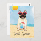 Summer French Bulldog Postkarte (Vorne/Hinten)