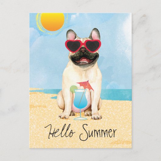 Summer French Bulldog Postkarte (Vorderseite)