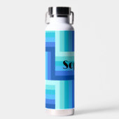 Summer Fresh Blue Green Zig Zag Wasserflasche Trinkflasche (Vorne)