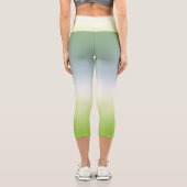 Summer Fresh Gradient Cool Blue Green Ombre Capri Leggings (Rückseite)