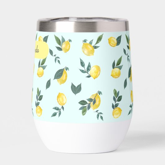 Summer Fresh Watercolor Lemons Individuelle Name (Rückseite)