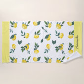 Summer Fresh Watercolor Lemons Individuelle Name Strandtuch (Vorderseite)