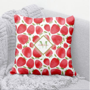 Summer Frucht Erdbeeren Muster Ombre Monogram Kissen