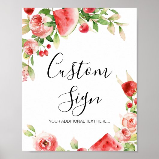 Summer Fruit and Greenery Baby Dusche Custom-Zeich Poster (Vorne)