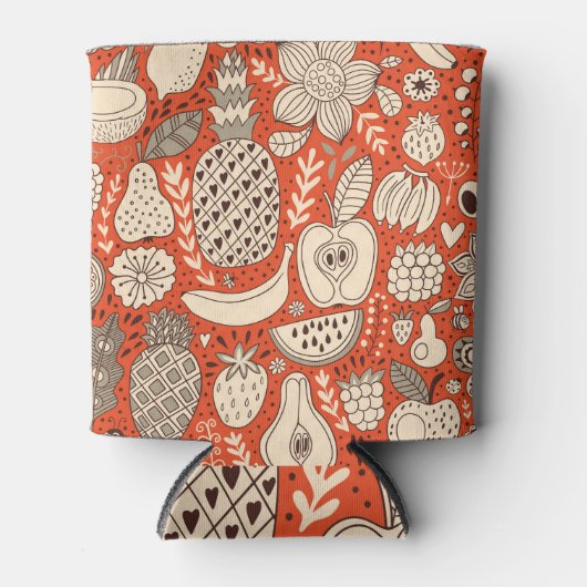 Summer Fruit Doodle Vintag Dosenkühler (Vorderseite)