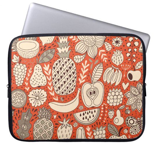 Summer Fruit Doodle Vintag Laptopschutzhülle (Vorderseite)