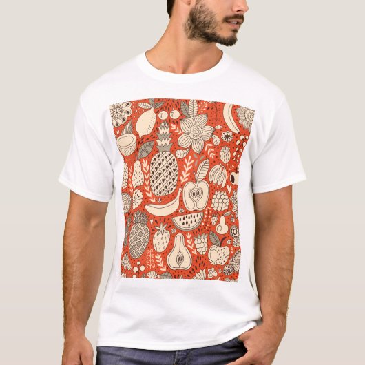 Summer Fruit Doodle Vintag T-Shirt (Vorderseite)