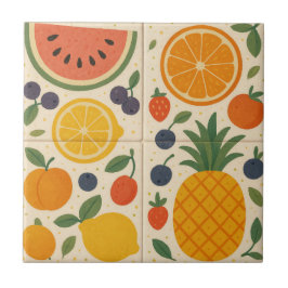 Summer Fruit Harmony - Keramik Wasserfarbe Tile Fliese