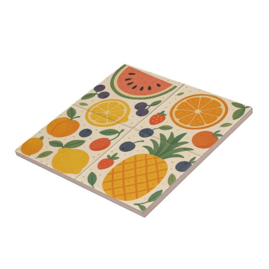 Summer Fruit Harmony - Keramik Wasserfarbe Tile Fliese (Seite)