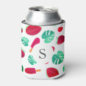 Summer Fruit & Palm Leaf | Monogramm Dosenkühler (Kanne Vorderseite)