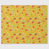 Summer Fruit Pattern | Gelb Geschenkpapier (Flach)