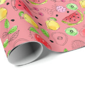 Summer Fruit Pattern | Rose Rosa Geschenkpapier (Rolleneckpunkt)
