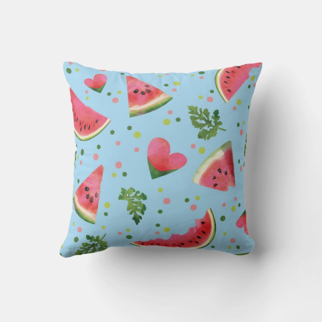 Summer Fruit Pattern Wassermelone Rote Vegetation Kissen (Rückseite)