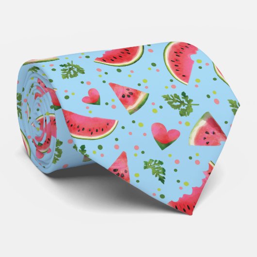 Summer Fruit Pattern Wassermelone Rote Vegetation Krawatte (Gerollt)