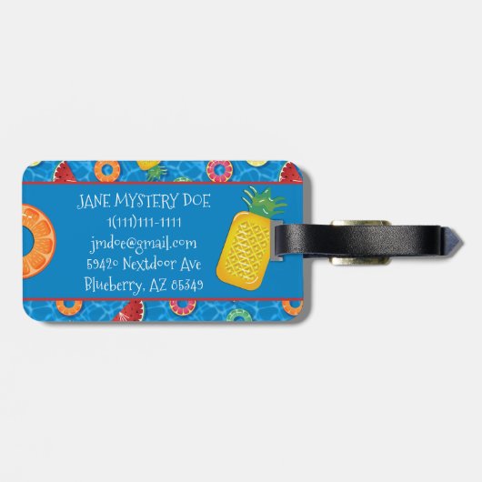 Summer Fruit Pool schwimmt - Blaues Wasser Gepäckanhänger (Rückseite horizontal)