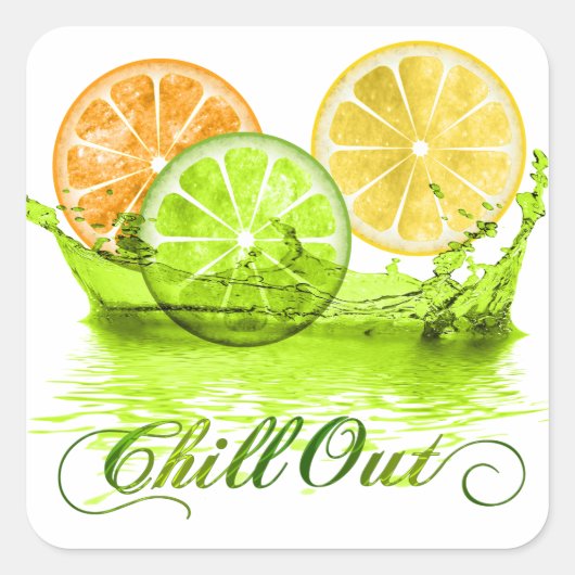 Summer Fruit Splash ID165 Quadratischer Aufkleber (Vorderseite)
