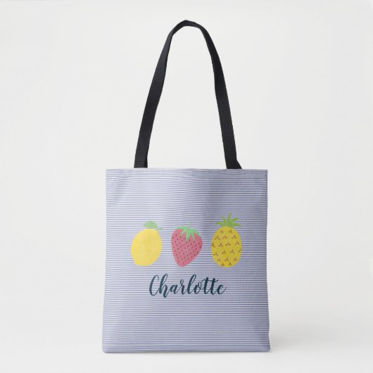 Summer Fruit Trio mit Navy Pinstripe Tasche (Vorderseite)